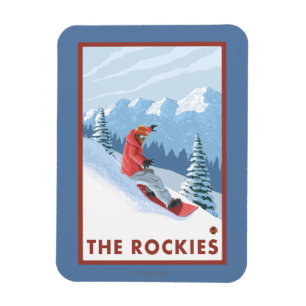Snowboarder-Szene - die Rockies Magnet