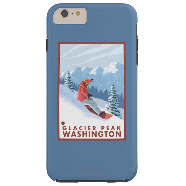 Snowboarder-Szene - Gletscher-Spitze, Washington Case-Mate iPhone Hülle (Rückseite)