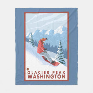 Snowboarder-Szene - Gletscher-Spitze, Washington Fleecedecke