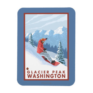 Snowboarder-Szene - Gletscher-Spitze, Washington Magnet