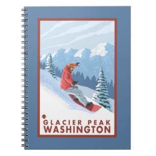 Snowboarder-Szene - Gletscher-Spitze, Washington Notizblock