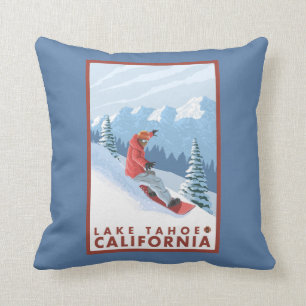 Snowboarder-Szene - Lake Tahoe, Kalifornien Kissen