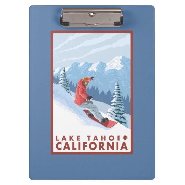 Snowboarder-Szene - Lake Tahoe, Kalifornien Klemmbrett (Vorderseite)