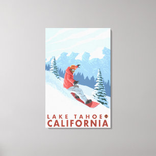 Snowboarder-Szene - Lake Tahoe, Kalifornien Leinwanddruck