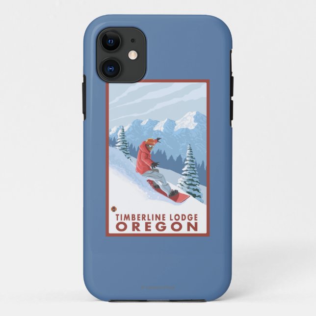 Snowboarder-Szene - Timberline-Häuschen, Oregon Case-Mate iPhone Hülle (Rückseite)