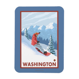 Snowboarder-Szene - Washington Magnet