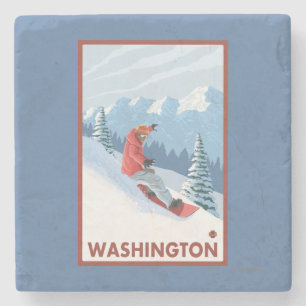 Snowboarder-Szene - Washington Steinuntersetzer