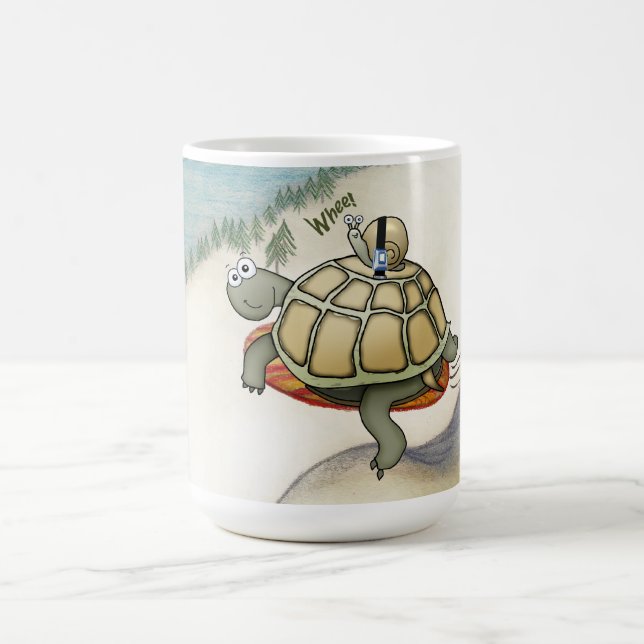 Snowboarder und Segelschnecke Kaffeetasse (Mittel)