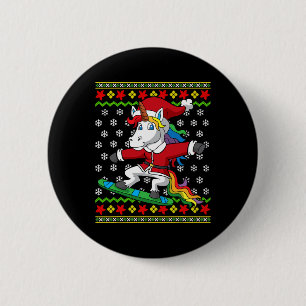 Snowboarder Unicorn Santa Snowboarden Weihnachten Button