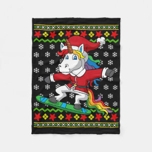 Snowboarder Unicorn Santa Snowboarden Weihnachten Fleecedecke
