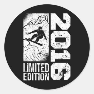 Snowboarder Vintag 2016 Geburtstag Snowboarden Sno Runder Aufkleber