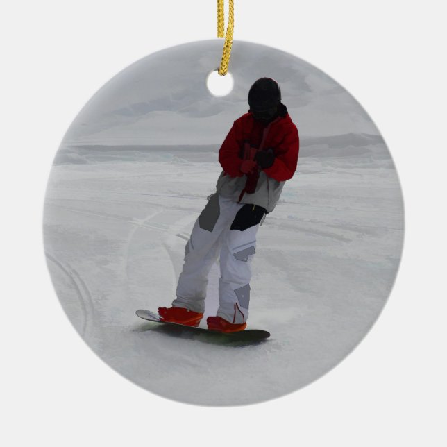 Snowboarder "Vorbereitungen zum Skifahren" Winters Keramikornament (Vorne)