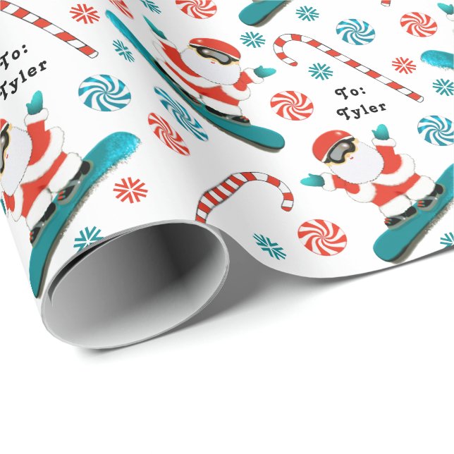 Snowboarder-Weihnachtsgeschenk Geschenkpapier (Rolleneckpunkt)