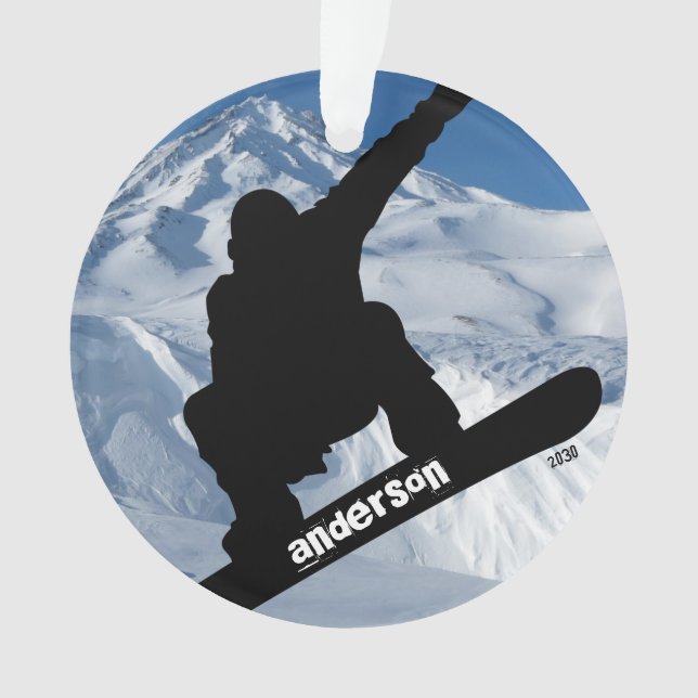 Snowboarder Winter Mountain Foto Jahr Weihnachten  Ornament (Vorderseite)