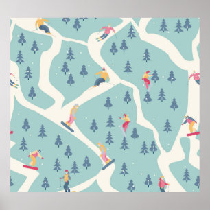 Snowboarder, Wintersportort, aktive Erholung. Poster