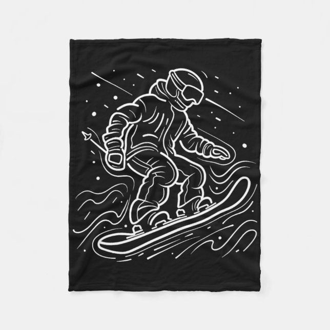 Snowboarder Zeichne Snowboard-Unterricht Fleecedecke (Vorderseite)