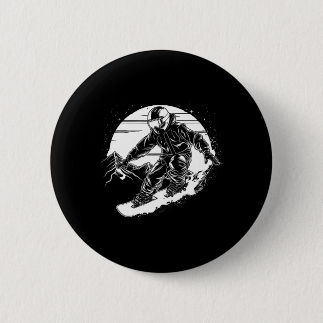 Snowboarder Zeichnend Snowboarder-Piste 2 Button (Vorderseite)