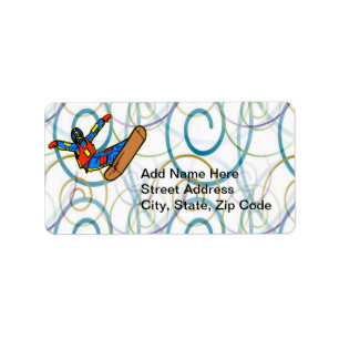 Snowboarding Adressaufkleber