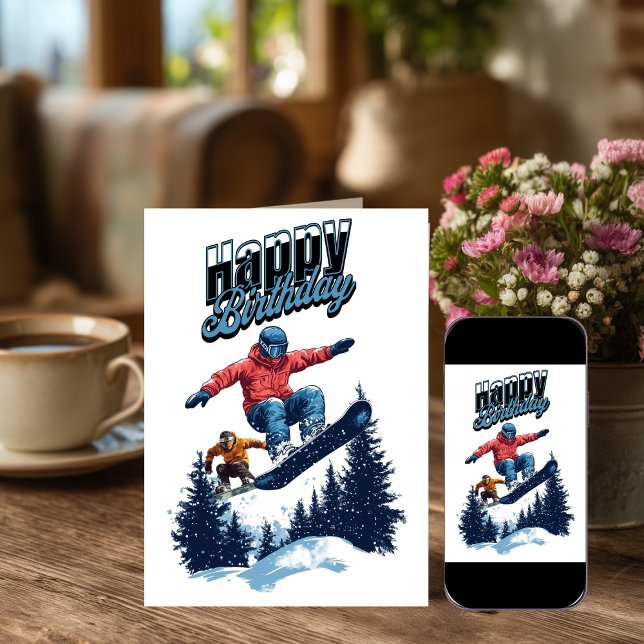 Snowboarding Birthday Cards Karte (Von Creator hochgeladen)