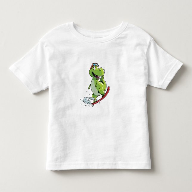 Snowboarding Dinosaurier Kleinkind T-shirt (Vorderseite)