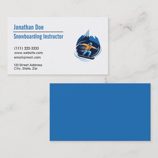 Snowboarding Instructor Business Card Visitenkarte (Vorne/Hinten)