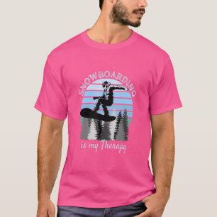 Snowboarding is My Therapy Cool Vintage Blue Sunse T-Shirt