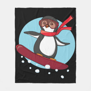 Snowboarding Penguin Fleecedecke
