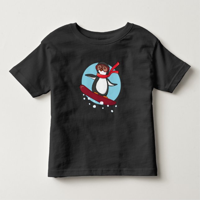 Snowboarding Penguin Kleinkind T-shirt (Vorderseite)