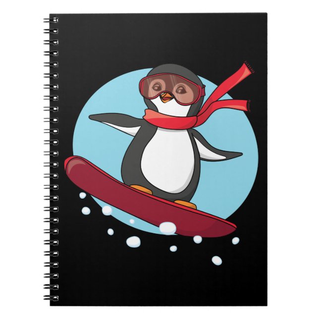 Snowboarding Penguin Notizblock (Vorderseite)