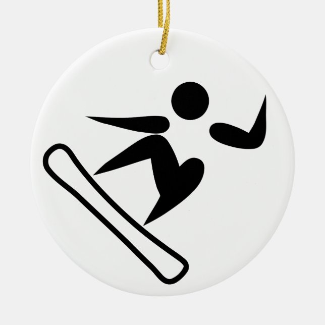 Snowboarding Pictograph Keramikornament (Vorne)