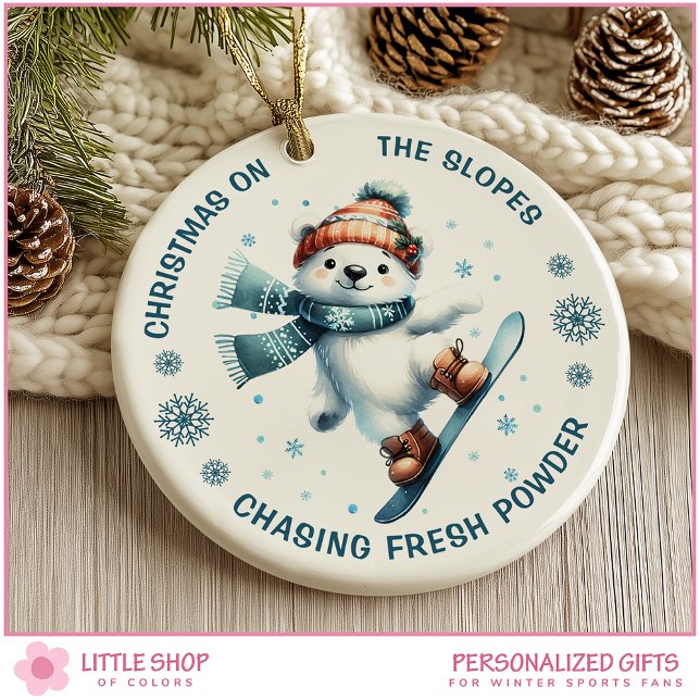 Snowboarding Polar Bear Custom Photo Keramik Ornament (Von Creator hochgeladen)