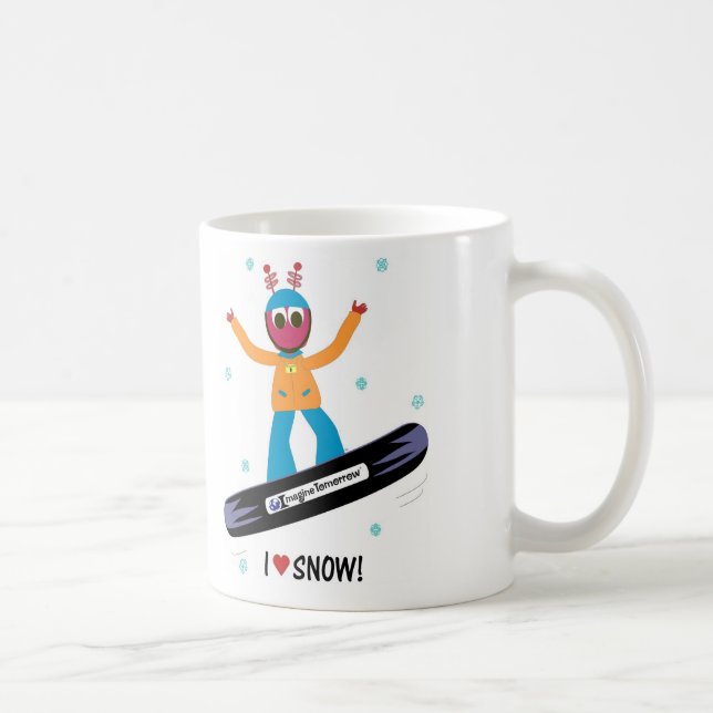 Snowboarding Puterbug "ich Liebe-Schnee-" Tasse (Rechts)