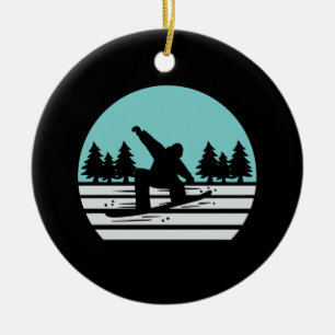 Snowboarding Retro Vintag Keramik Ornament