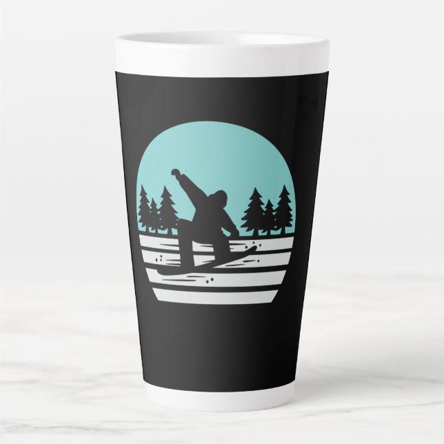 Snowboarding Retro Vintag Milchtasse (Vorderseite)
