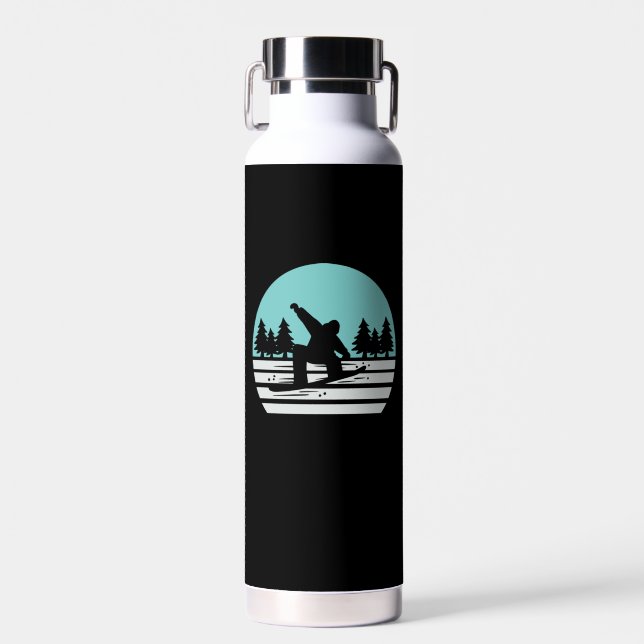 Snowboarding Retro Vintag Trinkflasche (Vorne)
