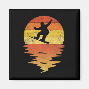 Snowboarding Shirt Retro Sunset 70er Vintag Snowbo Magnet
