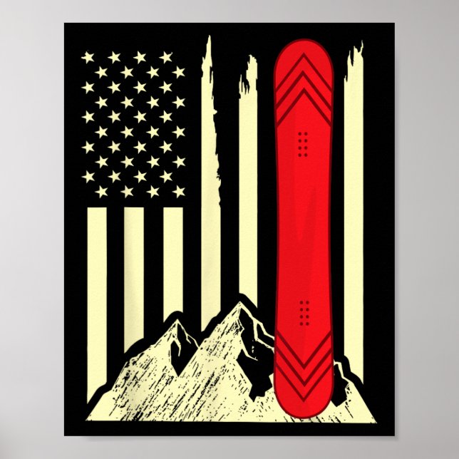 Snowboarding Skiing Snowboard American Flag Snowbo Poster (Vorne)