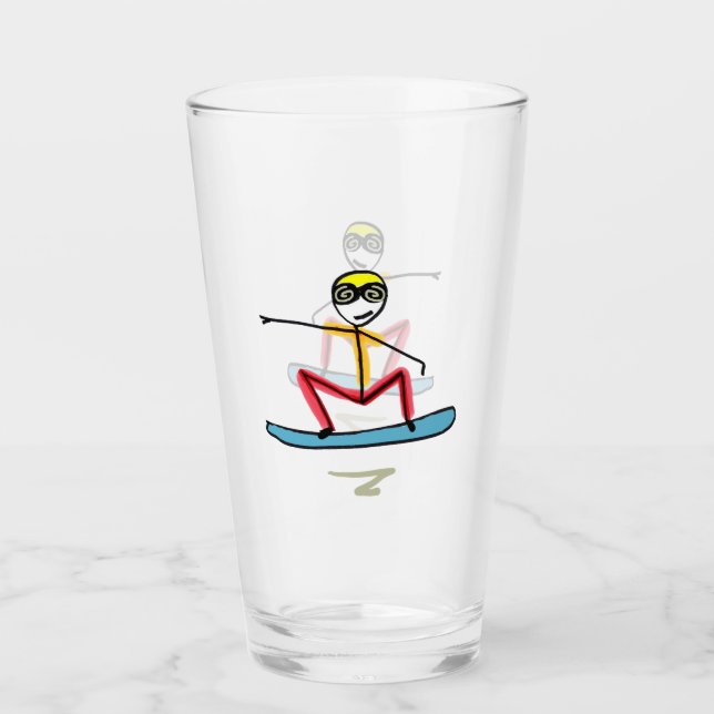 Snowboarding Stickman Glas (Vorderseite)