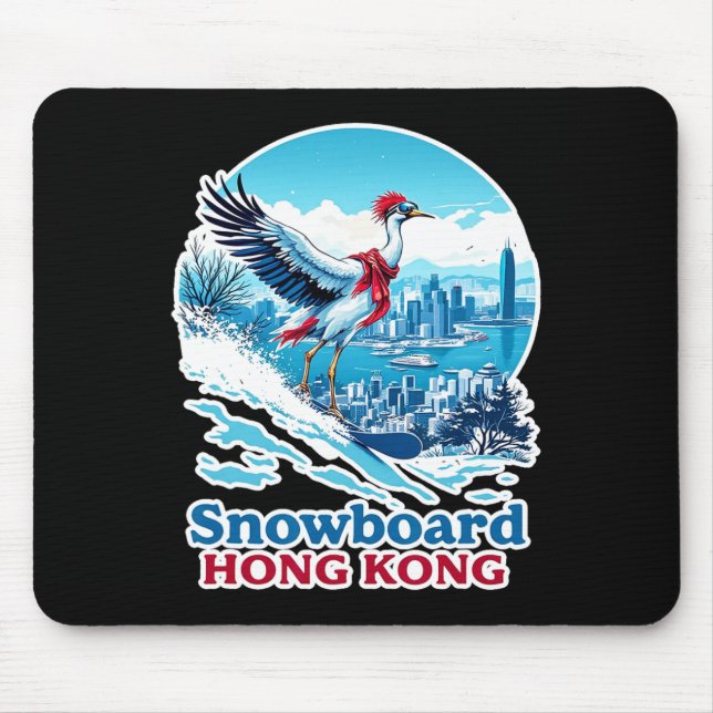 Snowboardkran in Hong Kong Blue Skyline Mousepad (Vorne)