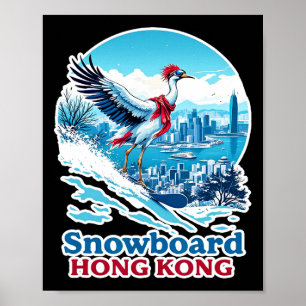 Snowboardkran in Hong Kong Blue Skyline Poster