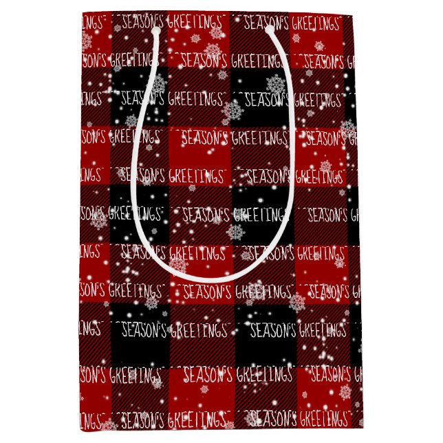 Snowboardtext in Snowflakes Mittlere Geschenktüte (Vorderseite)