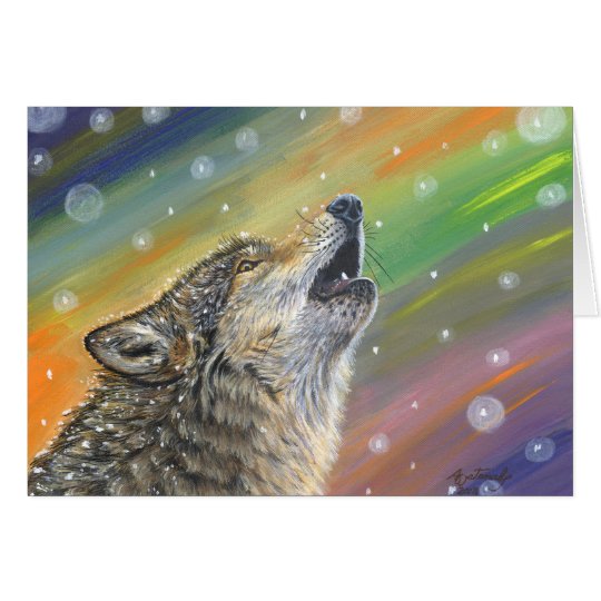 Snowbound Heulenwolf in der Schnee-Malerei-Kunst Karte