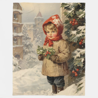 Snowbound Sentiments Vintage Christmas Blanket Fleecedecke