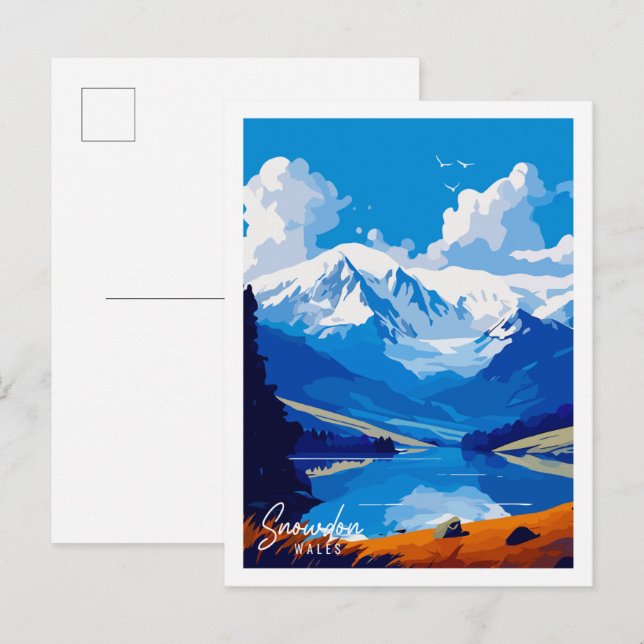 Snowdon Wales Vintage Reise Illustration Postkarte (Vorne/Hinten)