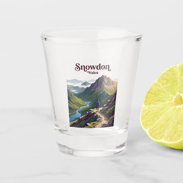 Snowdon (Yr Wyddfa) Wales Schnapsglas (Vorderseite)
