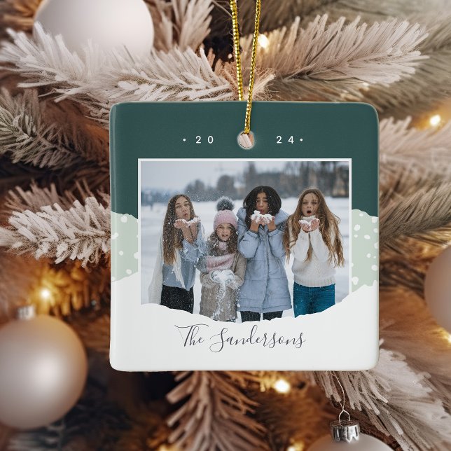 Snowdrift | Foto in Farbblöcken Personalisiert Keramikornament (Von Creator hochgeladen)