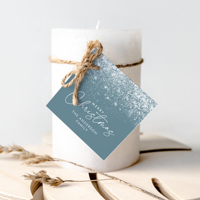 Snowdrift Winter Blue Frohe Weihnachten Geschenkanhänger (Von Creator hochgeladen)
