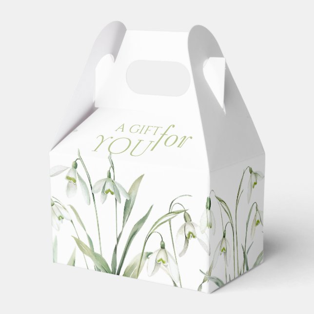 Snowdrop 60th Birthday Watercolor Botanical Geschenkschachtel (Rückseite)