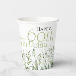 Snowdrop 60th Birthday Watercolor Botanical Green Pappbecher