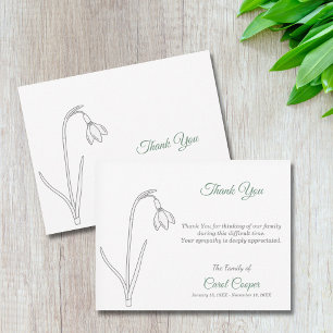 Snowdrop Line Art Beerdigung Vielen Dank Note Card Dankeskarte